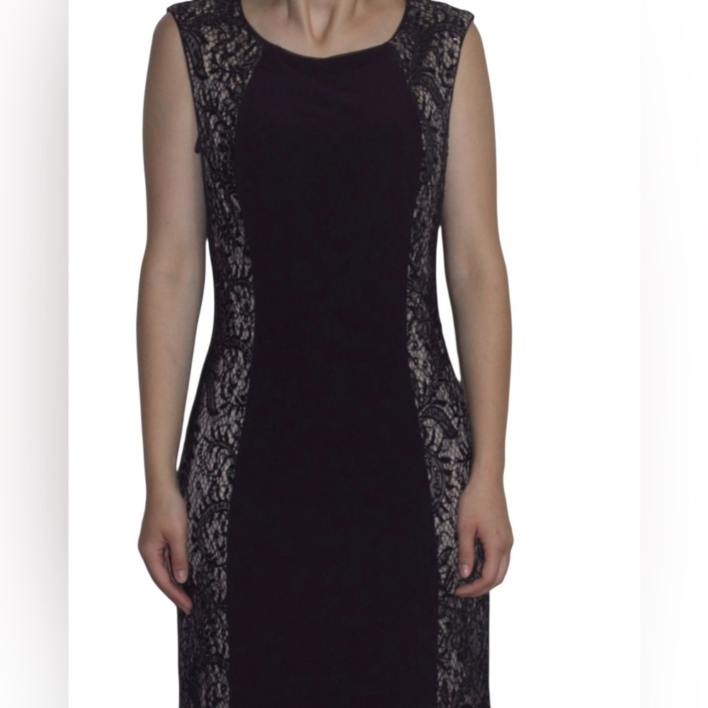 R&M Richards Lace and sequin Side Panel and upper back, purple sheath size 14W
